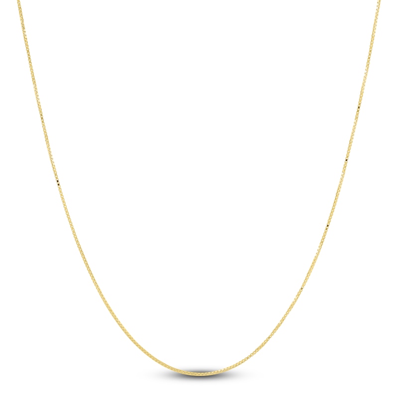 Solid Box Chain Necklace 14K Yellow Gold 24 Length 0.6mm