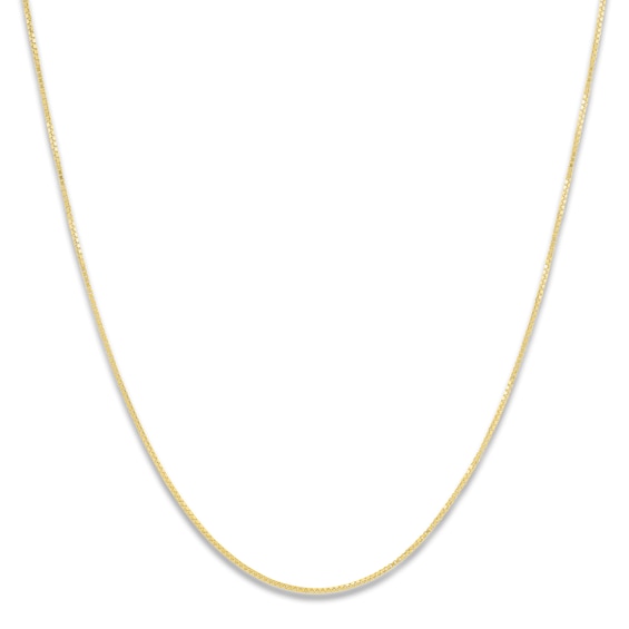Solid Box Chain Necklace 10K Yellow Gold 20 Length 0.5mm