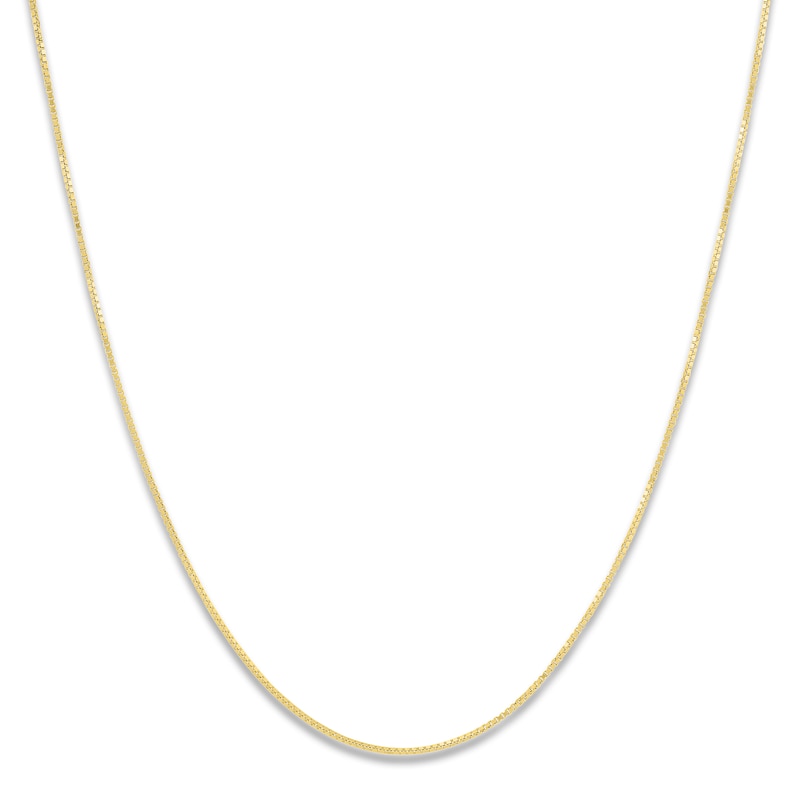 Solid Box Chain Necklace 10K Yellow Gold 20 Length 0.6mm