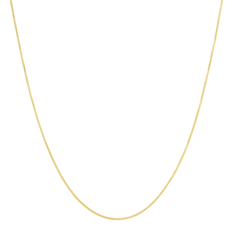 Solid Box Chain Necklace 10K Yellow Gold 18 Length 0.6mm
