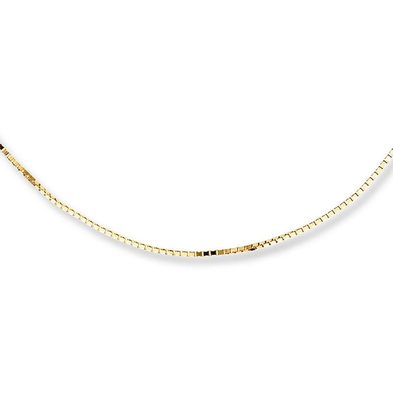Solid Box Chain Necklace 10K Yellow Gold 16 Length 0.64mm