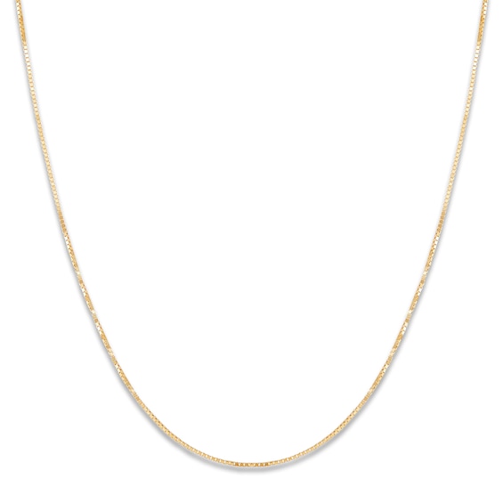 Solid Box Chain Necklace 10K Yellow Gold 22 Length 0.7mm