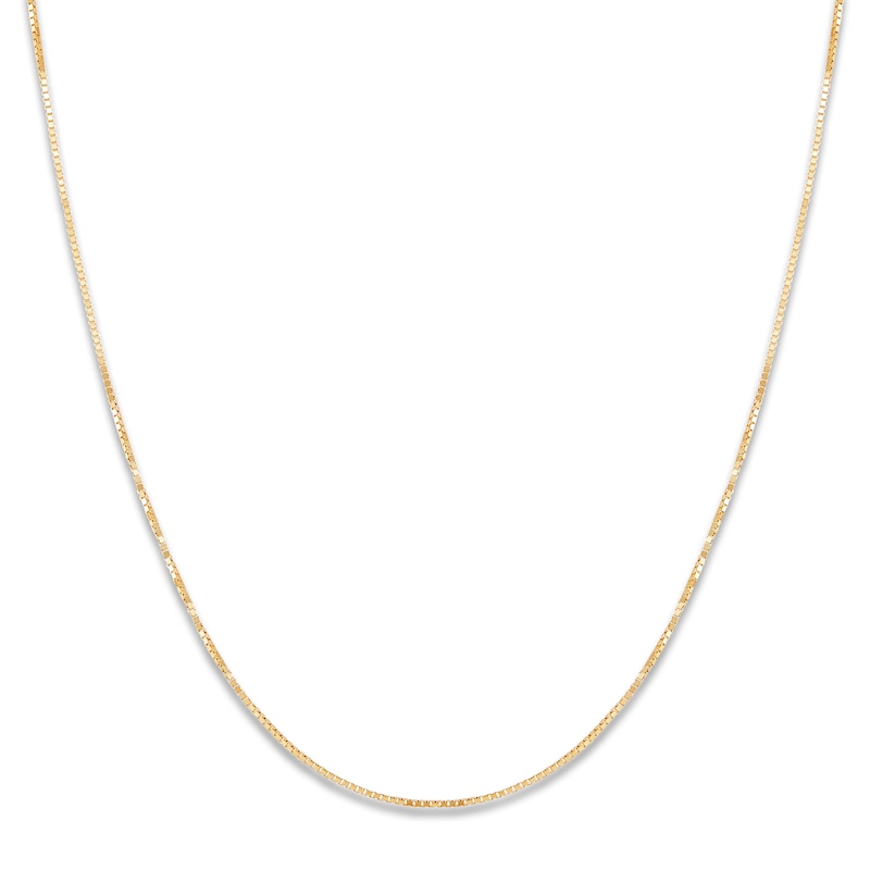 Solid Box Chain Necklace 10K Yellow Gold 22 Length 0.64mm