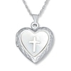 Thumbnail Image 0 of Cross Heart Locket Mother-of-Pearl Sterling Silver 18"