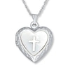 Thumbnail Image 1 of Cross Heart Locket Mother-of-Pearl Sterling Silver 18"