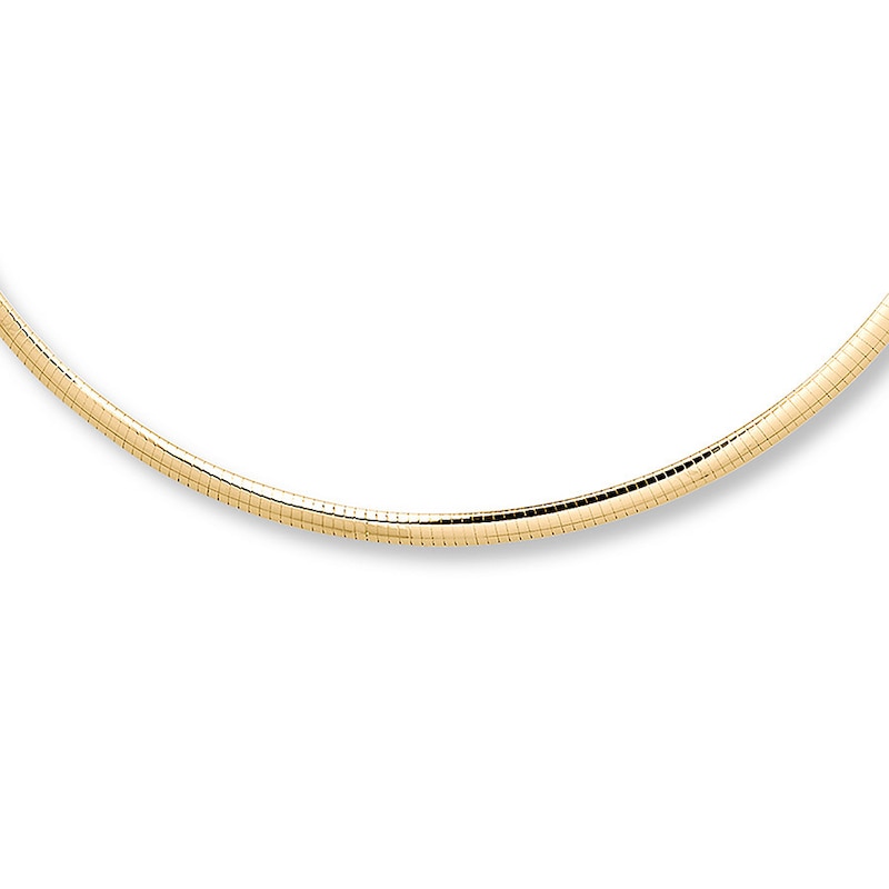 Main Image 1 of Solid Omega Necklace 14K Yellow Gold 18-inch Length 4mm