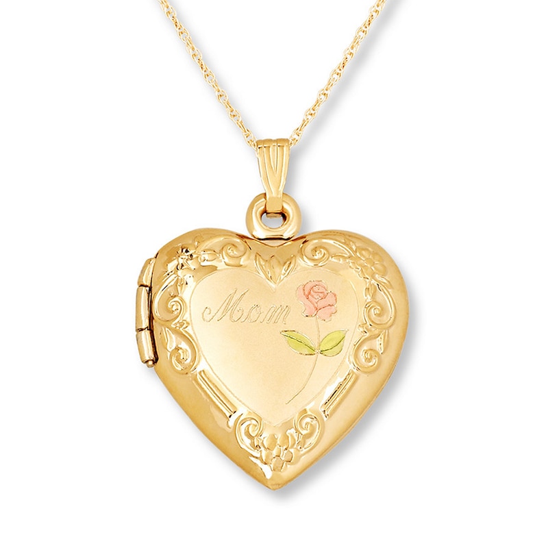 Main Image 1 of Mom Heart Locket 14K Yellow Gold 18"