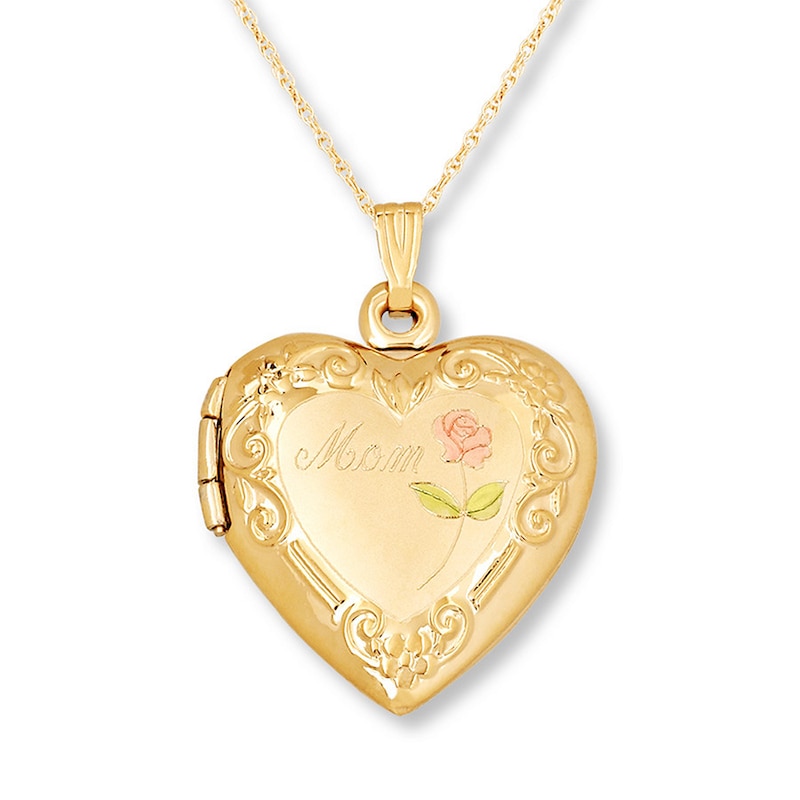 Mom Heart Locket 14K Yellow Gold 18"