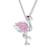 Thumbnail Image 1 of Flamingo Necklace Pink/White/Black Crystals Sterling Silver 18"