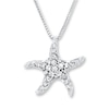 Thumbnail Image 1 of Starfish Necklace White Crystals Sterling Silver 18"