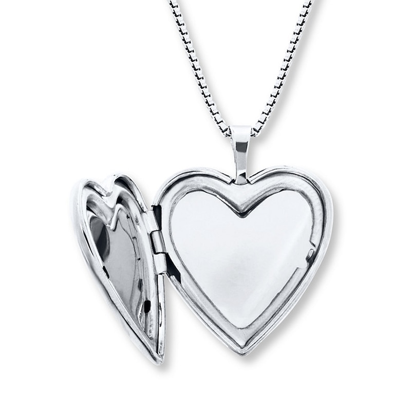 Main Image 2 of Heart Locket Necklace Diamond Accents Sterling Silver 18"