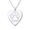 Thumbnail Image 1 of Paw Print Locket Heart Necklace Sterling Silver 18"