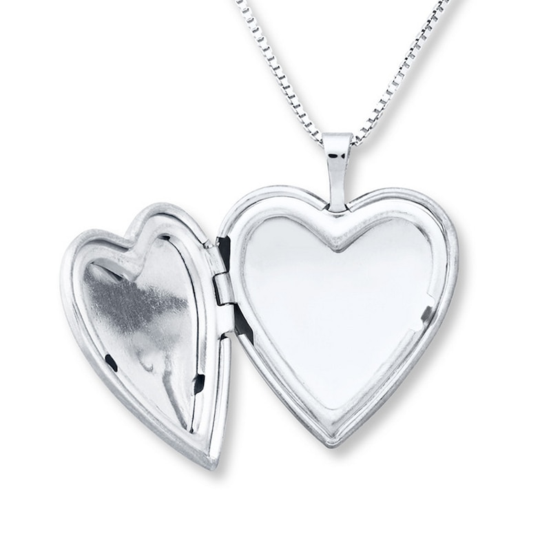 Paw Print Locket Heart Necklace Sterling Silver 18"