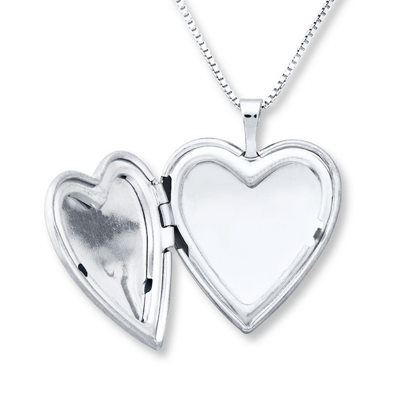 Main Image 2 of Paw Print Locket Heart Necklace Sterling Silver 18"