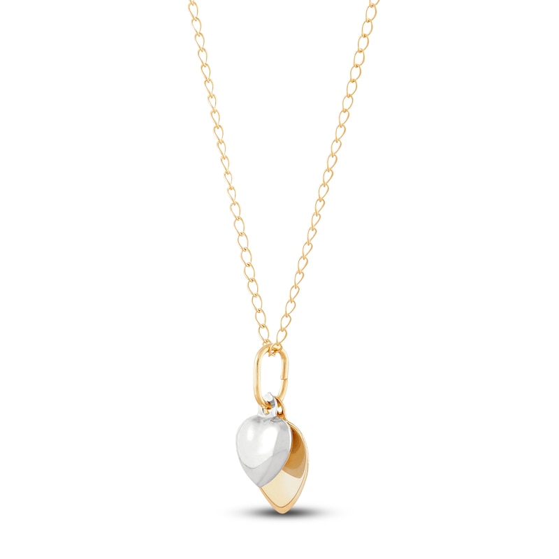 Main Image 2 of Hollow Children's Heart Necklace 14K Two-Tone Gold 13"