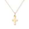 Thumbnail Image 1 of Semi-Solid Children's Cross Necklace 14K Yellow Gold 13"
