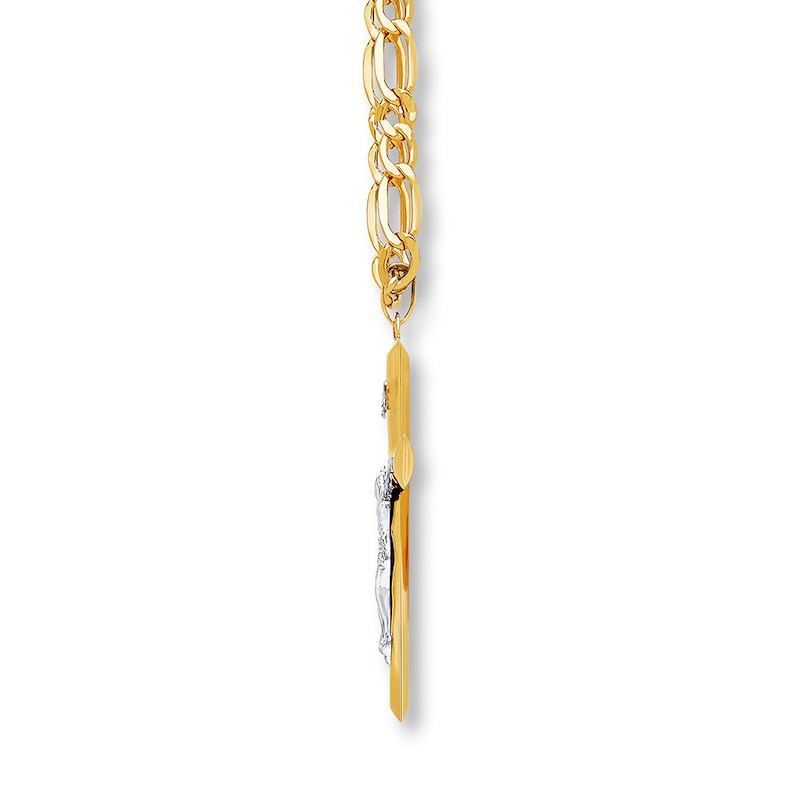 Main Image 2 of Men's Crucifix Figaro Necklace 10K Yellow Gold 20 Length