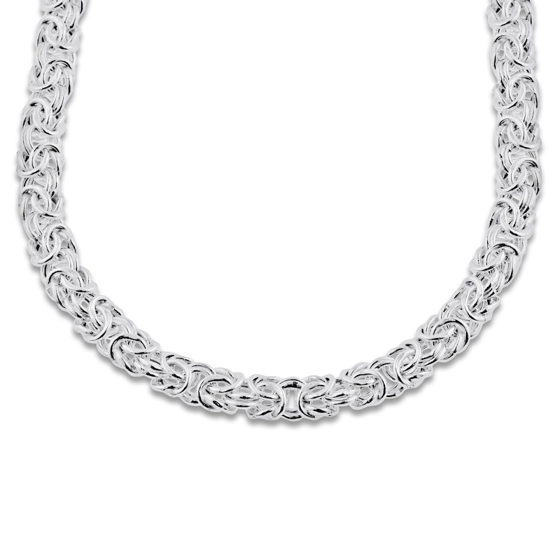 Solid Byzantine Necklace Sterling Silver 18 Length 7.5mm