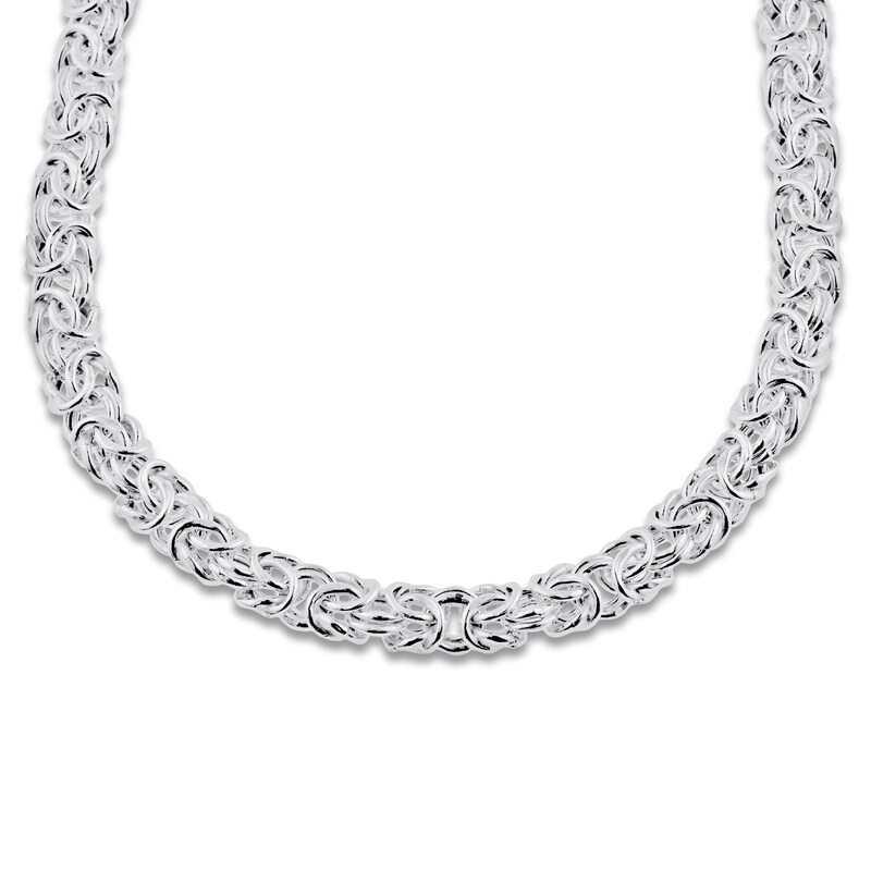 Solid Byzantine Necklace Sterling Silver 18 Length 7.5mm