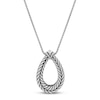 Thumbnail Image 1 of Wheat Design Textured Tear Drop Pendant Sterling Silver 36"