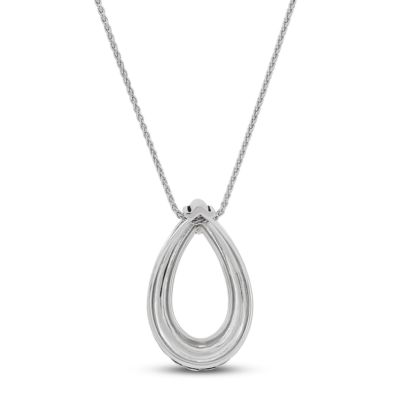 Main Image 4 of Wheat Design Textured Tear Drop Pendant Sterling Silver 36"