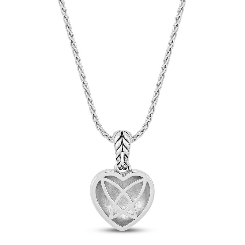 Main Image 4 of Wheat Design Heart Pendant Necklace Sterling Silver/14K Yellow Gold 17"