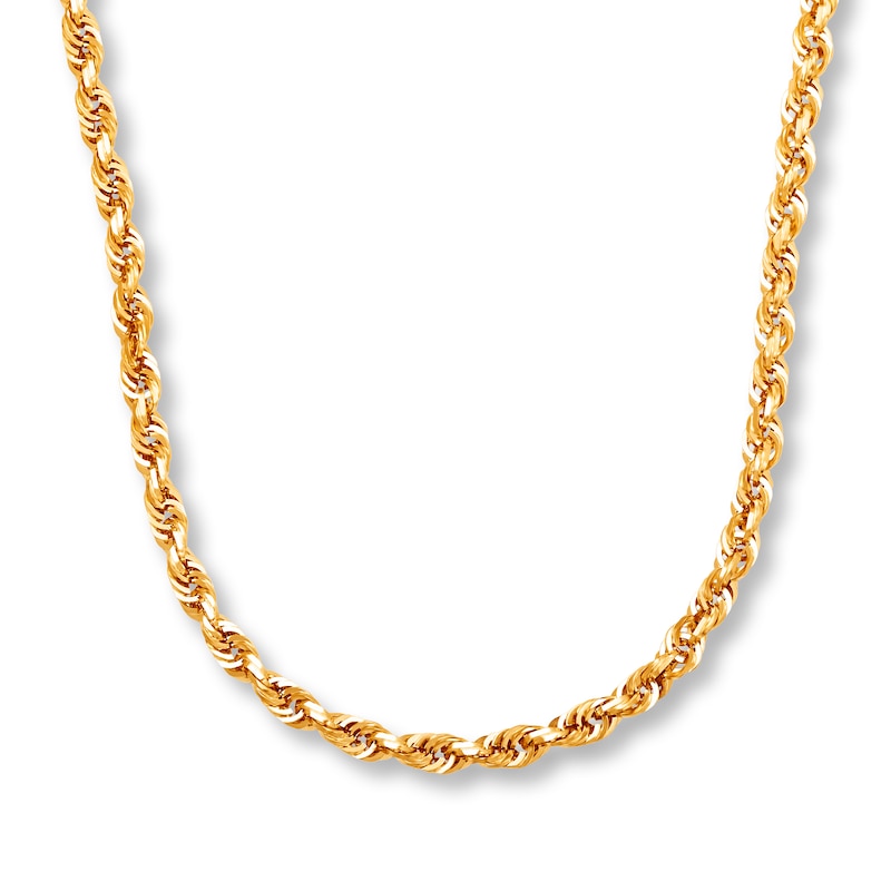 Solid Glitter Rope Necklace 10K Yellow Gold 24" 4mm