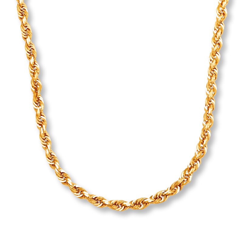 Main Image 1 of Solid Glitter Rope Necklace 10K Yellow Gold 24" 4mm