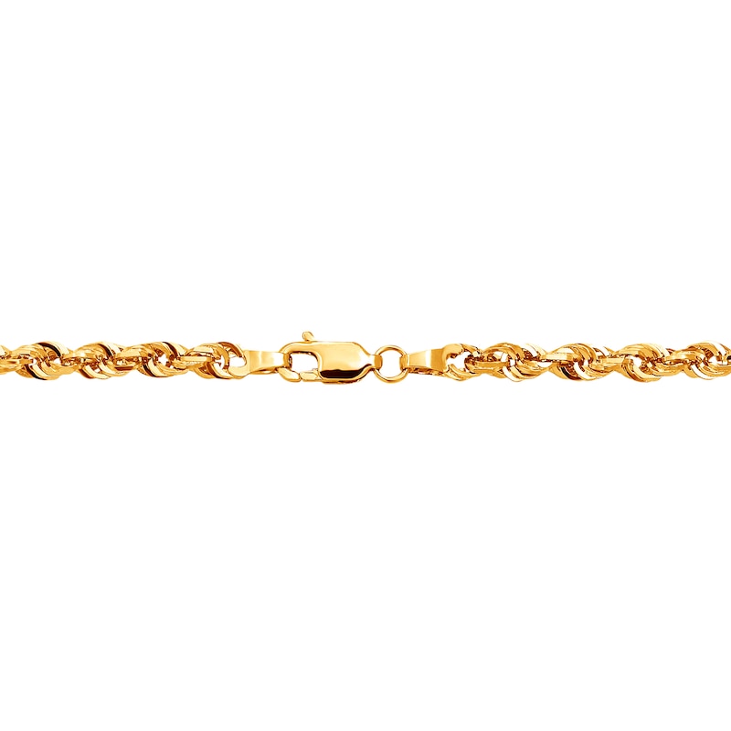Solid Glitter Rope Necklace 10K Yellow Gold 24" 4mm