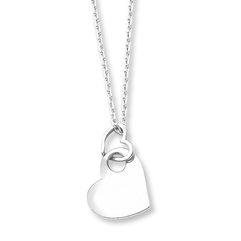 Main Image 1 of Double Heart Necklace Sterling Silver 16 Length