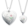Thumbnail Image 0 of Mother/Daughter Necklaces Heart with Rose Sterling Silver