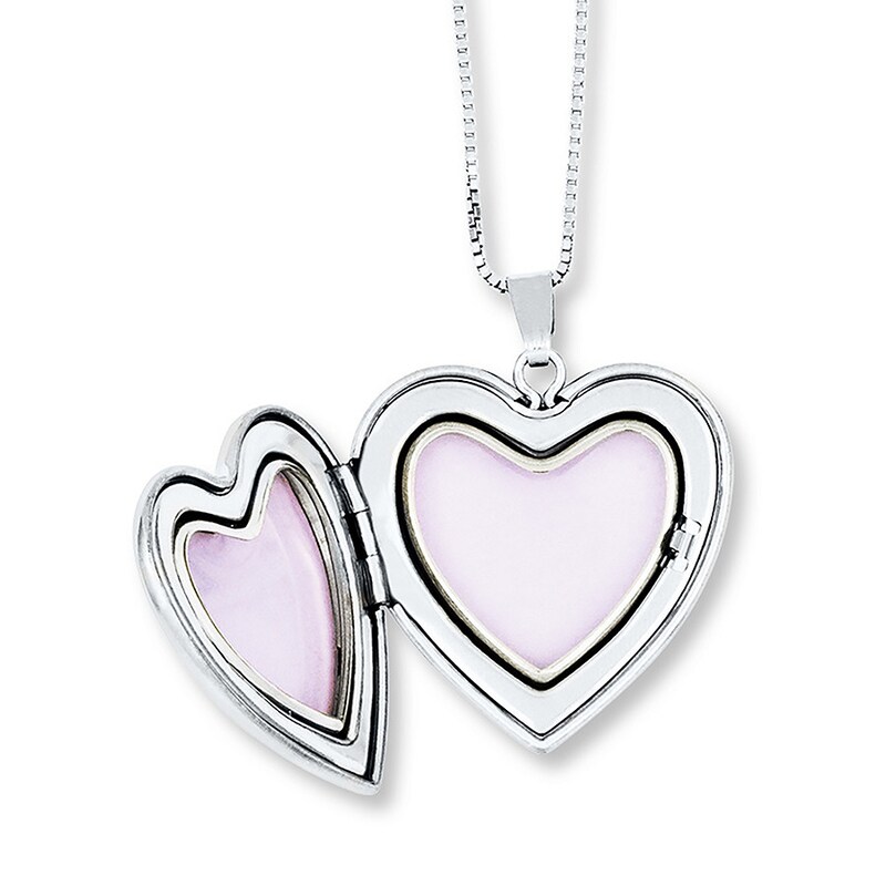 Mother/Daughter Necklaces Heart with Rose Sterling Silver