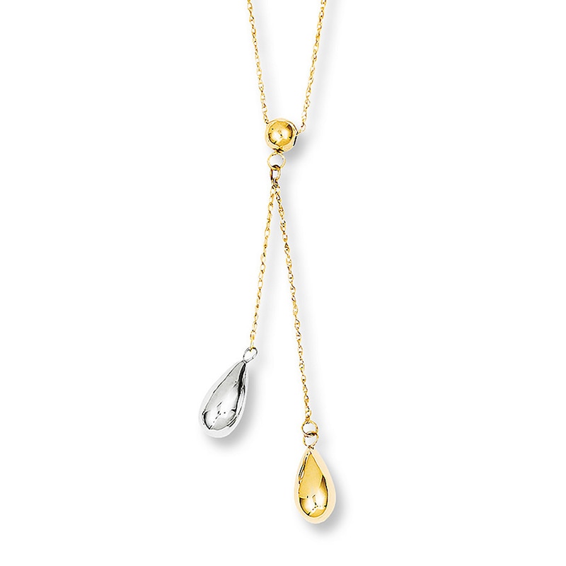 Teardrop Necklace 14K Two-Tone Gold 18"