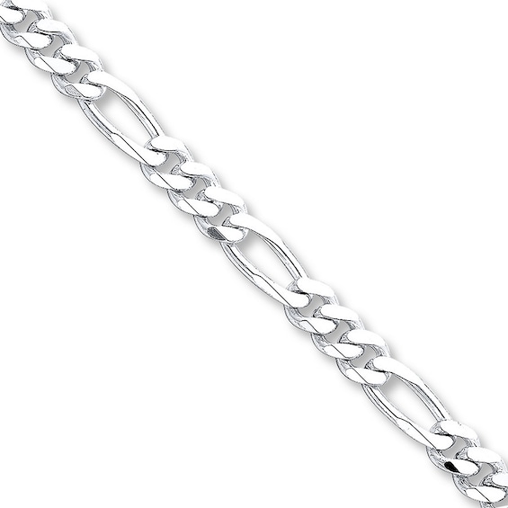 Solid Figaro Necklace Sterling Silver 22 Length 9mm
