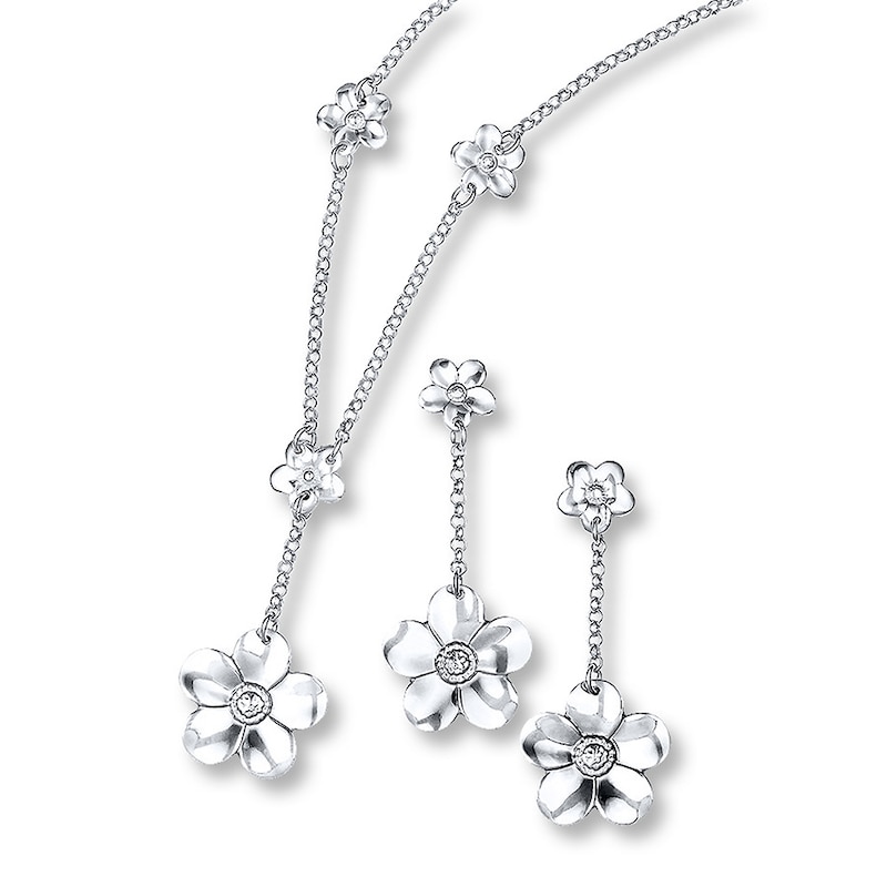 Main Image 1 of Dogwood Blossom Set Necklace & Earrings Sterling Silver