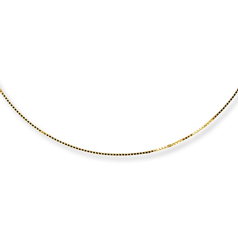 Solid Box Chain Necklace 14K Yellow Gold 16 Length 0.6mm
