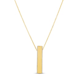 Hollow Long Bar Necklace 10K Yellow Gold 18"