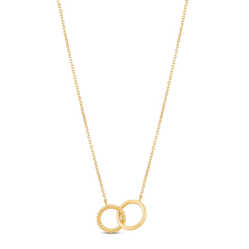 Double Circle Charm Necklace, Gold