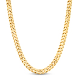 Solid Curb Cuban Link Necklace 10K Yellow Gold 24" 9.4mm