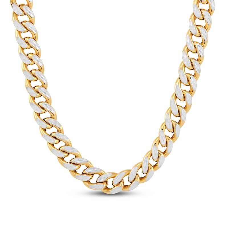 Hollow Curb Cuban Link Chain 10K Yellow Gold 11.15mm 22"