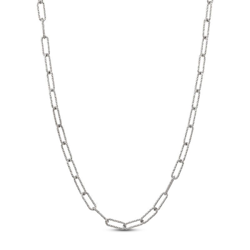 Main Image 1 of Hammered Link Necklace Sterling Silver 18&quot;