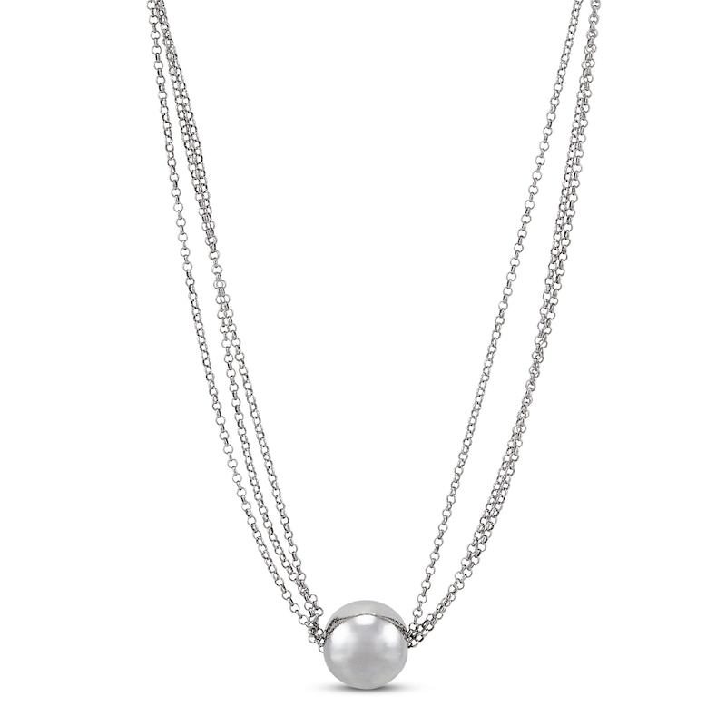 Main Image 1 of Sliding Rolo Bead Necklace Sterling Silver 16"