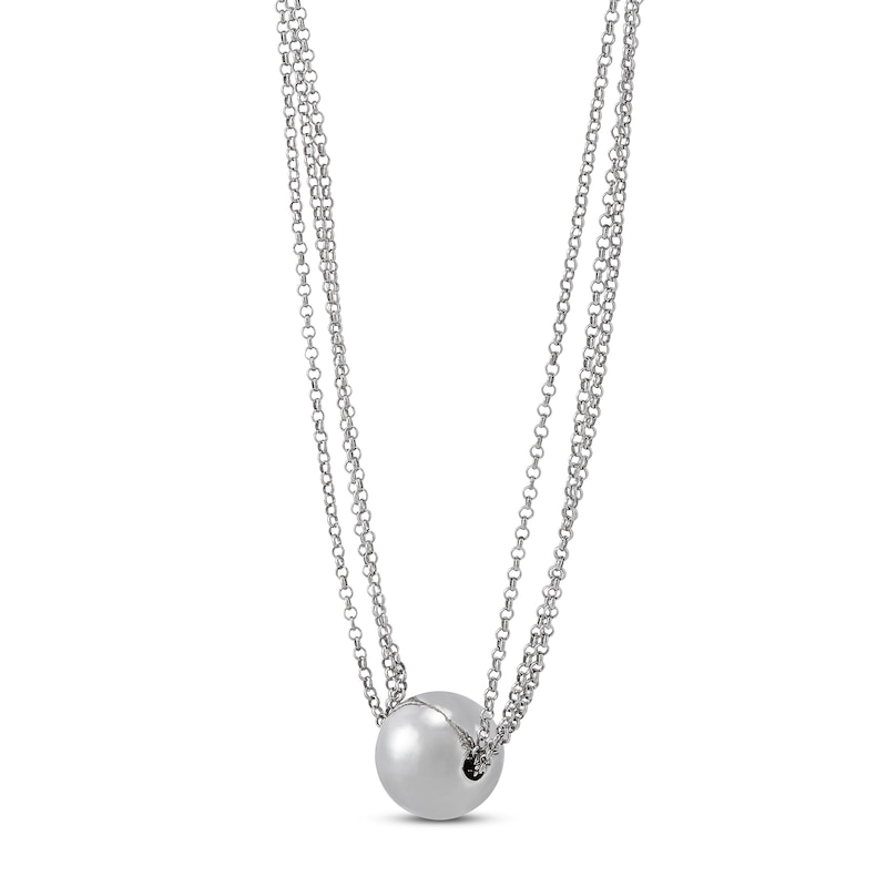 Main Image 2 of Sliding Rolo Bead Necklace Sterling Silver 16"
