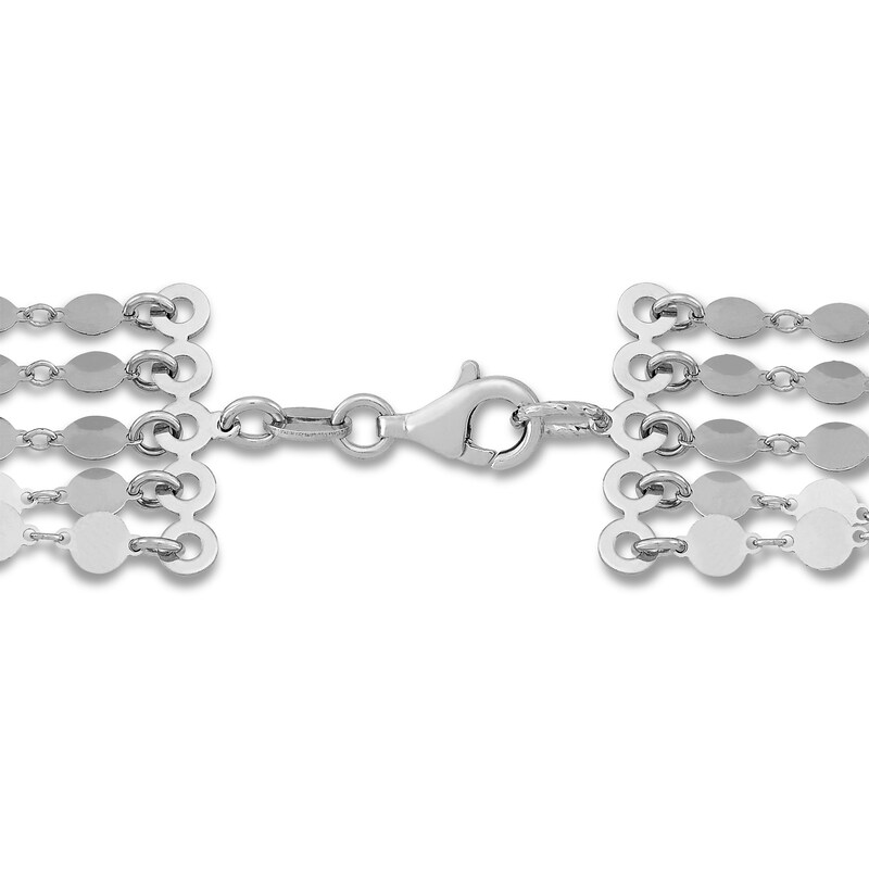 Main Image 2 of Graduated 5-Row Layered Disk Necklace Sterling Silver 18"