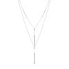 Thumbnail Image 1 of Layered Bead Double Tassel Necklace Sterling Silver 18" Adjustable