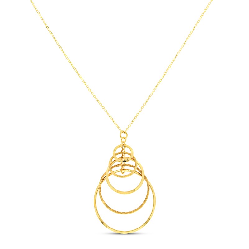 Main Image 1 of Multi Circle Drop Necklace 10K Yellow Gold
