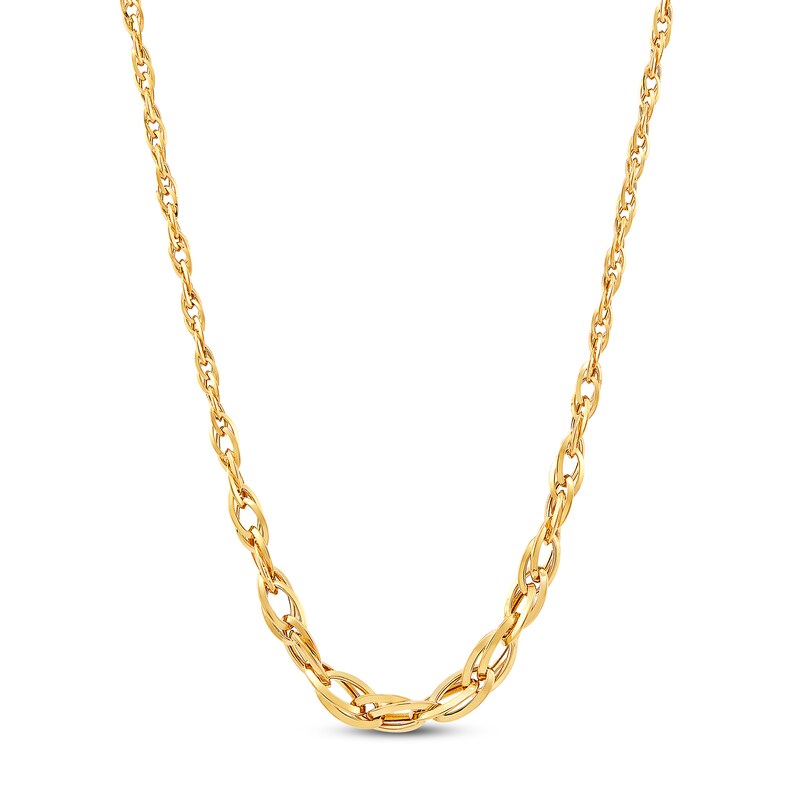 Main Image 1 of Graduated Oval Interlock Necklace 10K Yellow Gold 17"