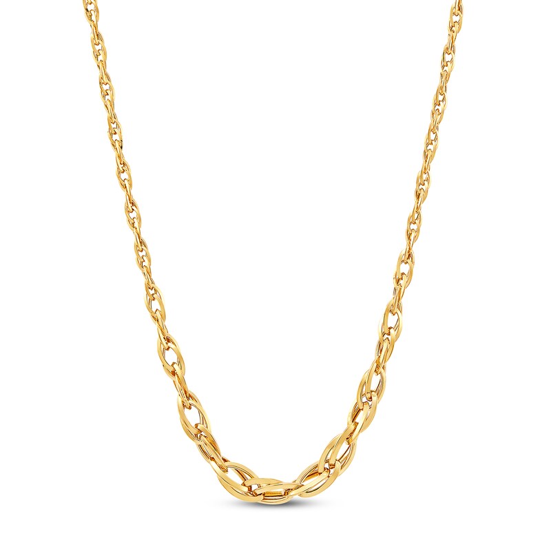 Graduated Oval Interlock Necklace 10K Yellow Gold 17"