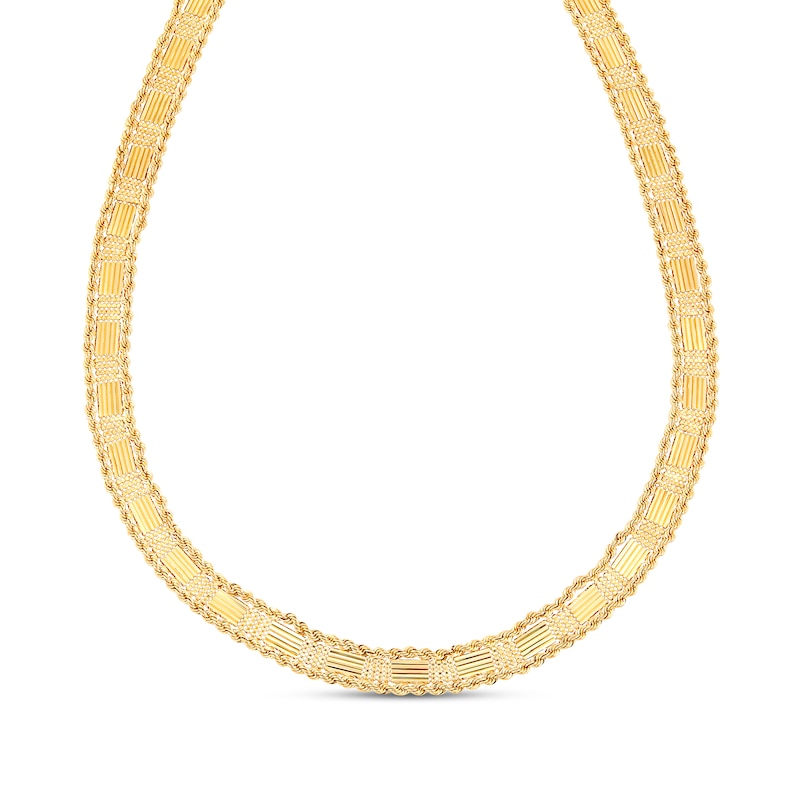 Main Image 1 of Hollow Square Bead & Bar Necklace 10K Yellow Gold 17.25"