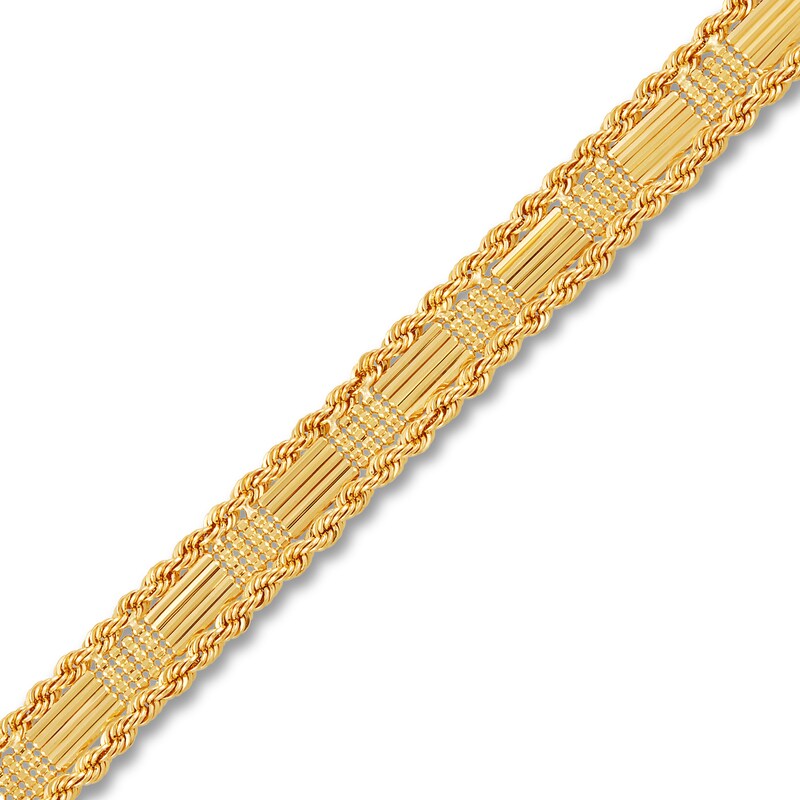 Main Image 2 of Hollow Square Bead & Bar Necklace 10K Yellow Gold 17.25"
